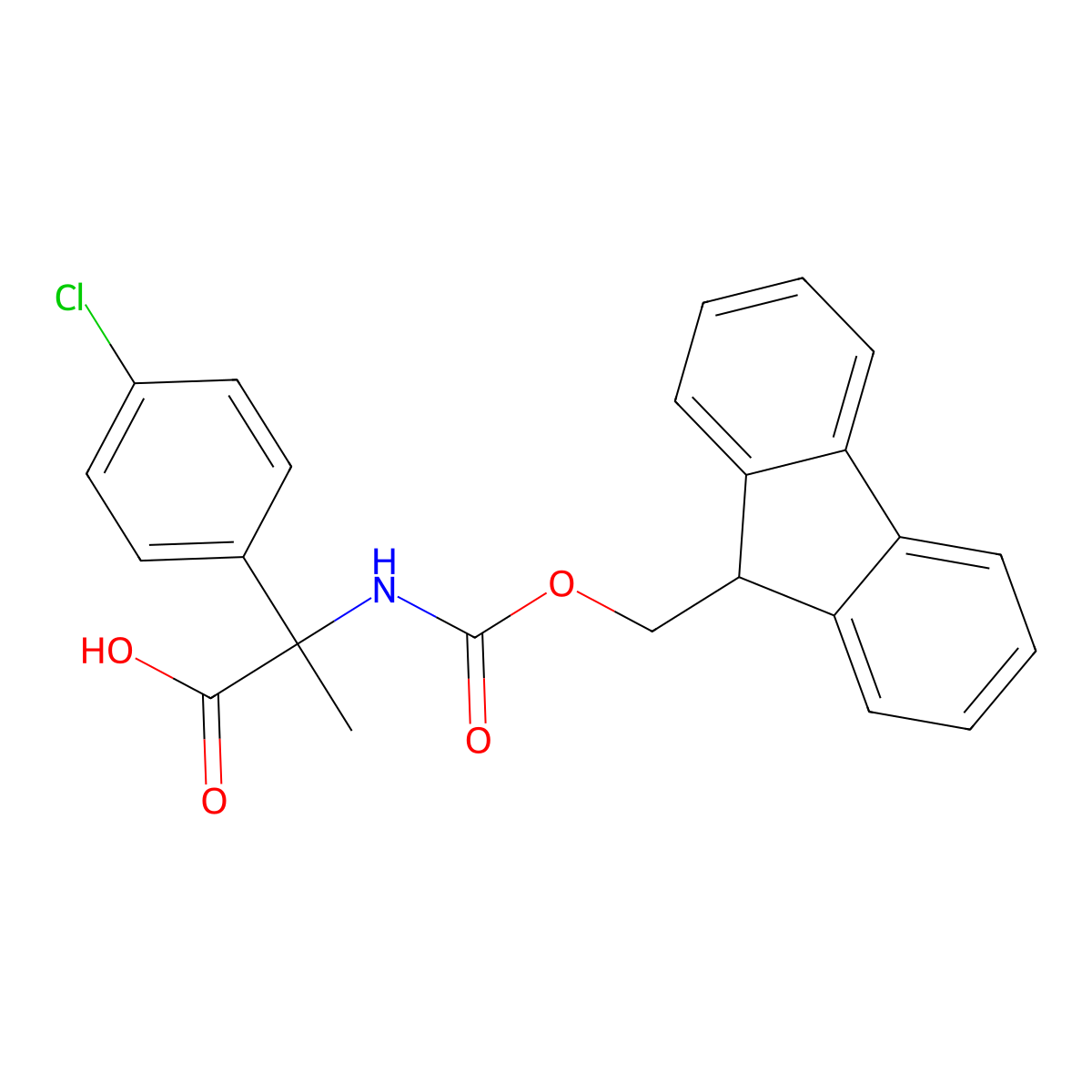2-(4-chlorophenyl)-2-({[(9H-fluoren-9-yl)methoxy]carbonyl}amino)propanoic acid molecular structure, CAS 1696114-59-6