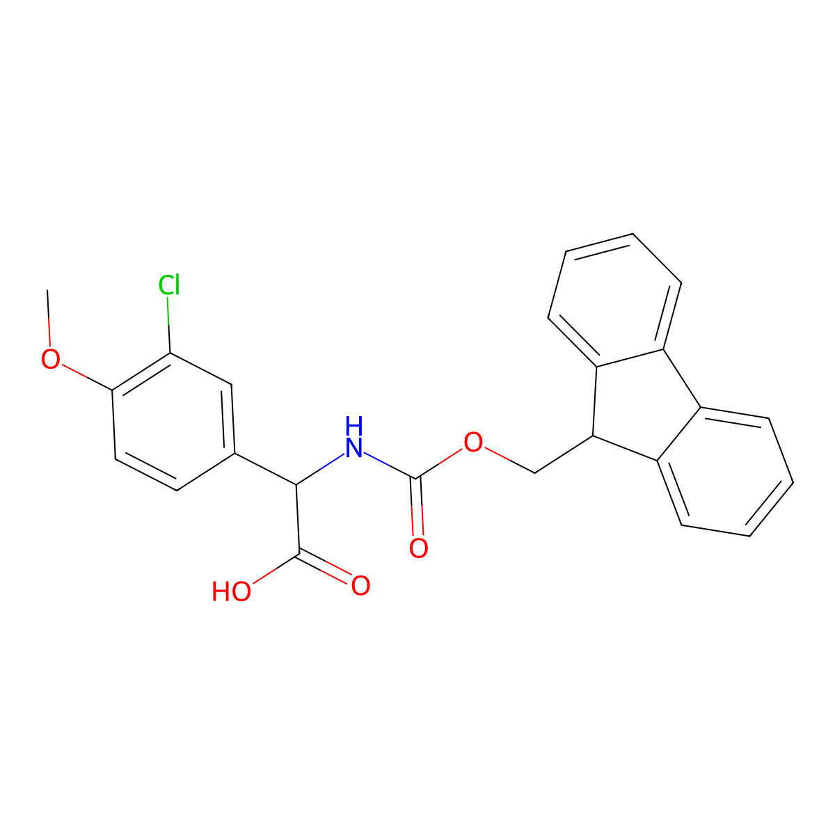 2-(3-chloro-4-methoxyphenyl)-2-({[(9H-fluoren-9-yl)methoxy]carbonyl}amino)acetic acid molecular structure, CAS 1696122-85-6