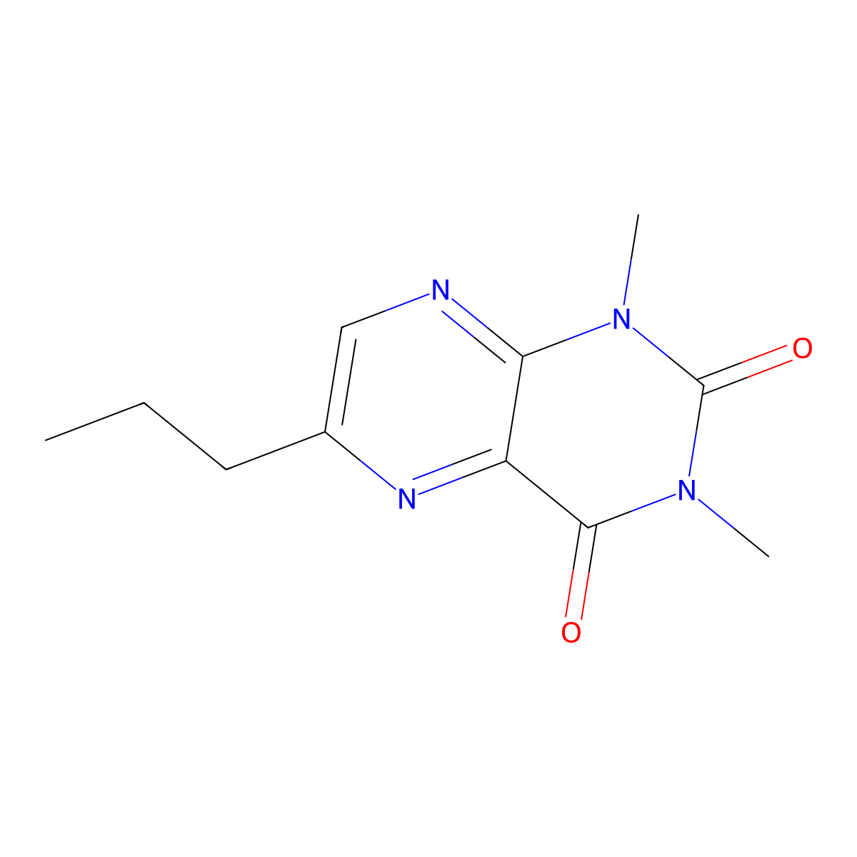 1,3-dimethyl-6-propyl-2,4(1H,3H)-pteridinedione molecular structure, CAS 169614-73-7