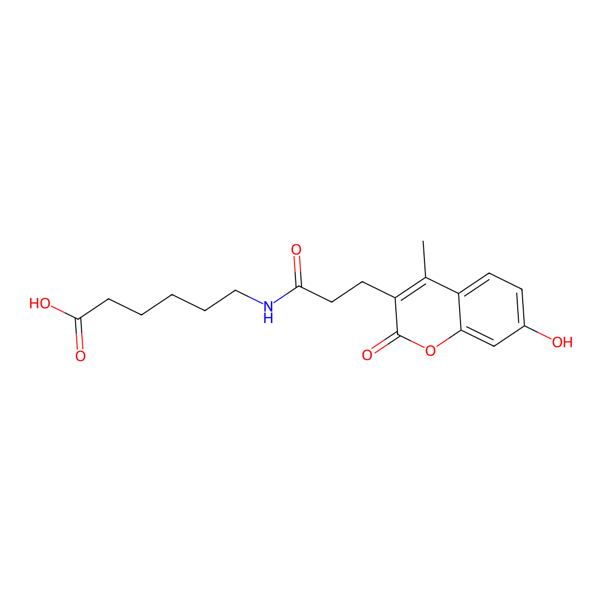 6-{[3-(7-hydroxy-4-methyl-2-oxo-2H-chromen-3-yl)propanoyl]amino}hexanoic acid molecular structure, CAS 169616-71-1