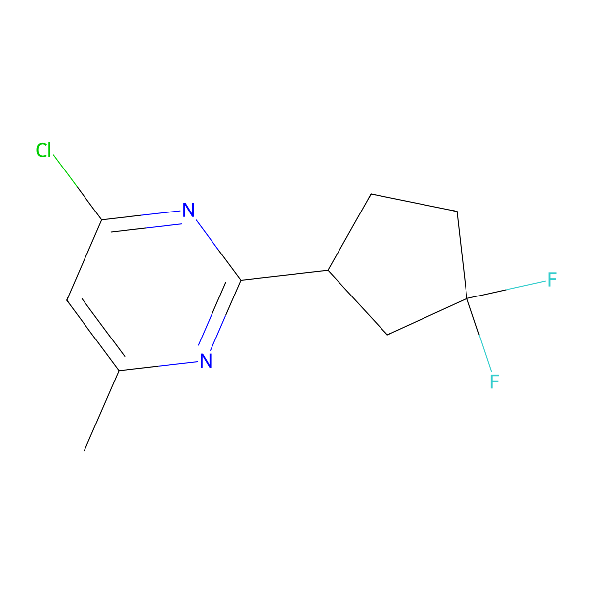 4-Chloro-2-(3,3-difluorocyclopentyl)-6-methylpyrimidine molecular structure, CAS 1696177-76-0