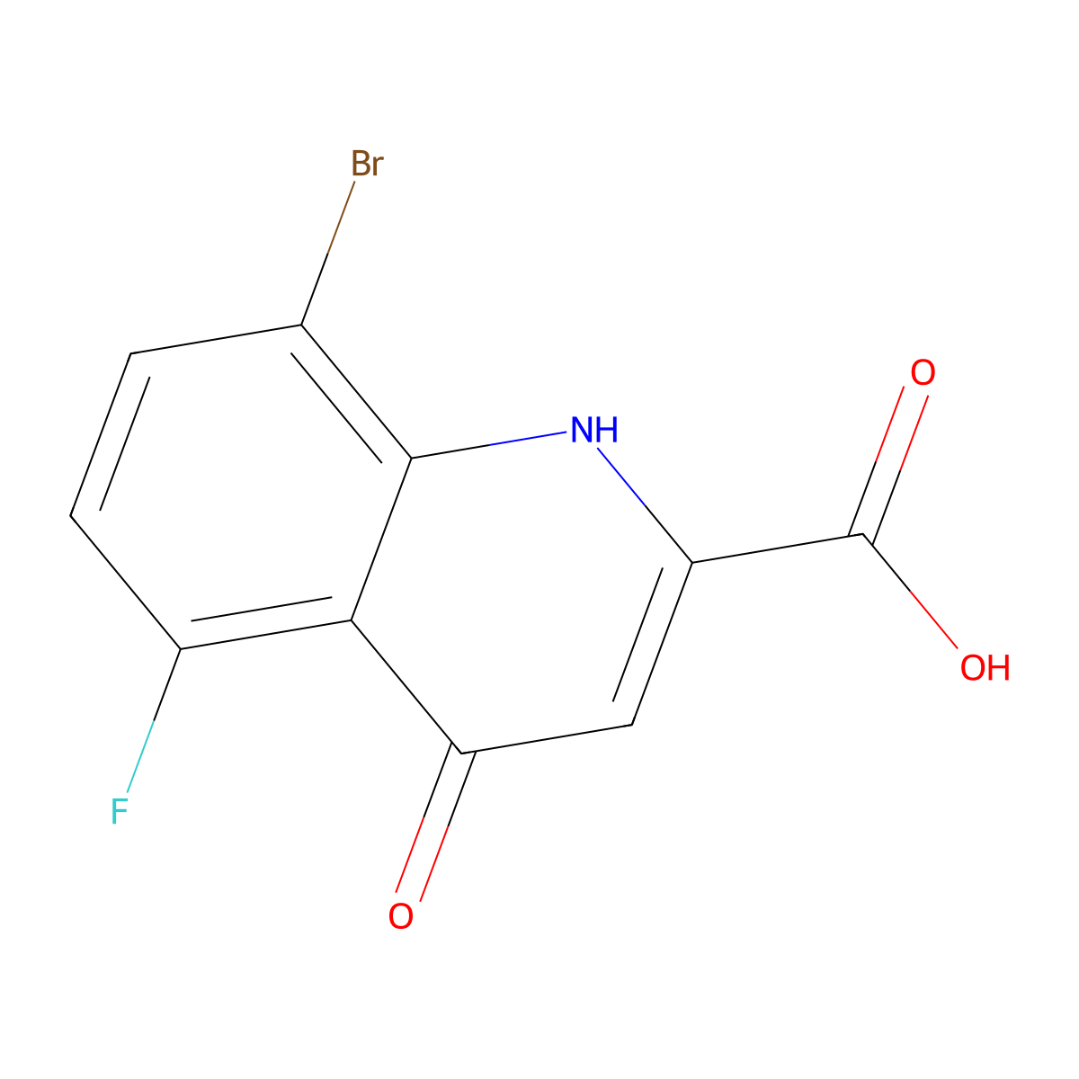 8-Bromo-5-fluoro-4-hydroxyquinoline-2-carboxylic acid molecular structure, CAS 1696191-67-9