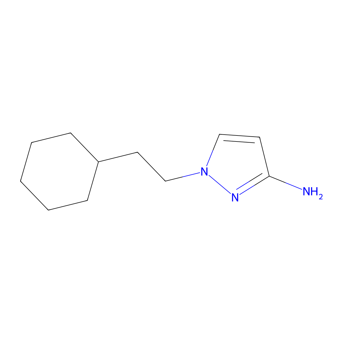 1-(2-cyclohexylethyl)-1H-pyrazol-3-amine molecular structure, CAS 1696210-94-2