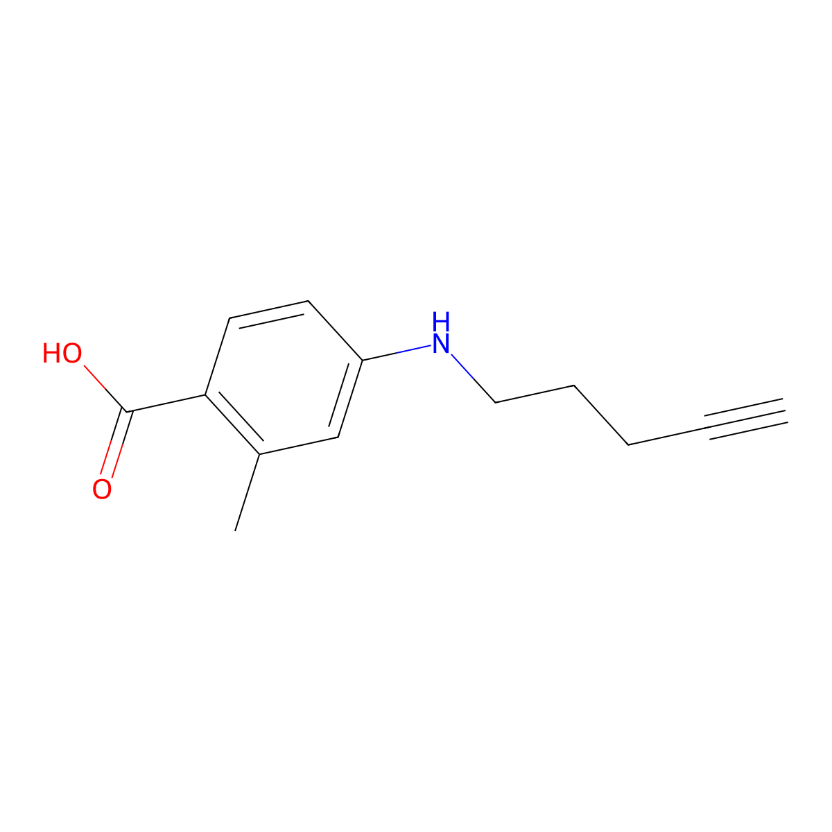 2-Methyl-4-[(pent-4-yn-1-yl)amino]benzoic acid molecular structure, CAS 1696217-47-6
