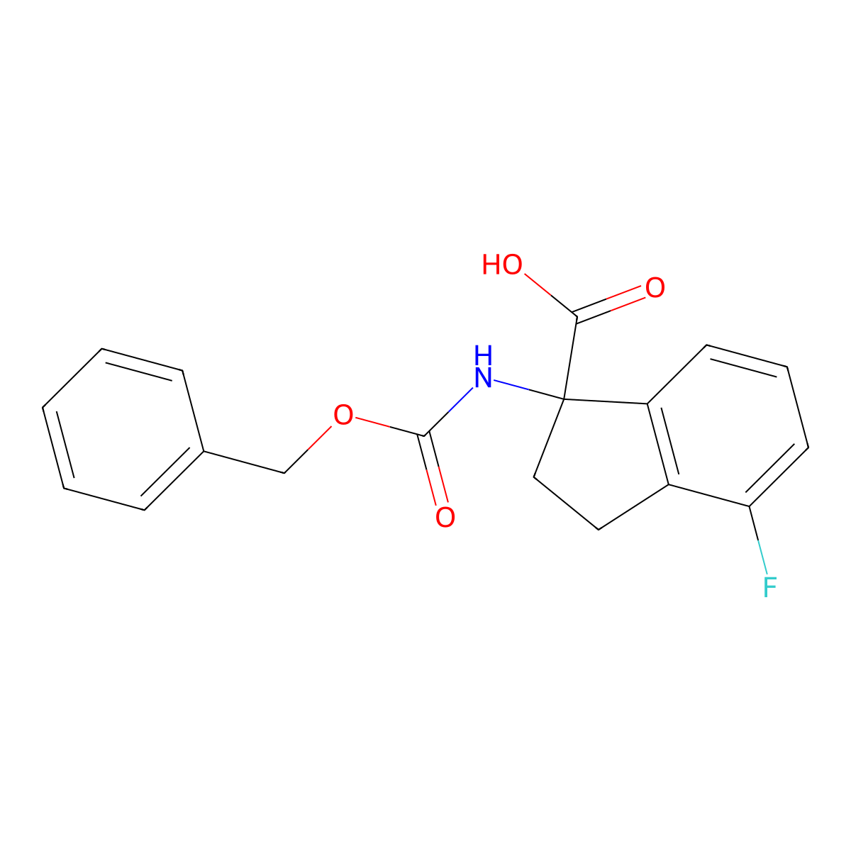 1-{[(benzyloxy)carbonyl]amino}-4-fluoro-2,3-dihydro-1H-indene-1-carboxylic acid molecular structure, CAS 1696222-43-1