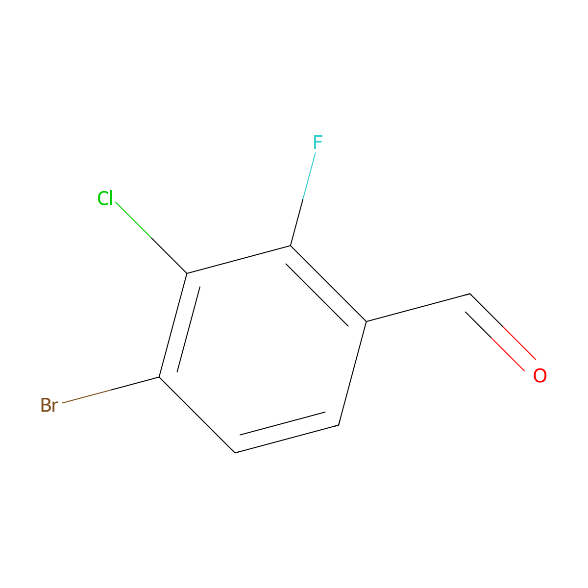 4-Bromo-3-chloro-2-fluorobenzaldehyde molecular structure, CAS 1696224-75-5