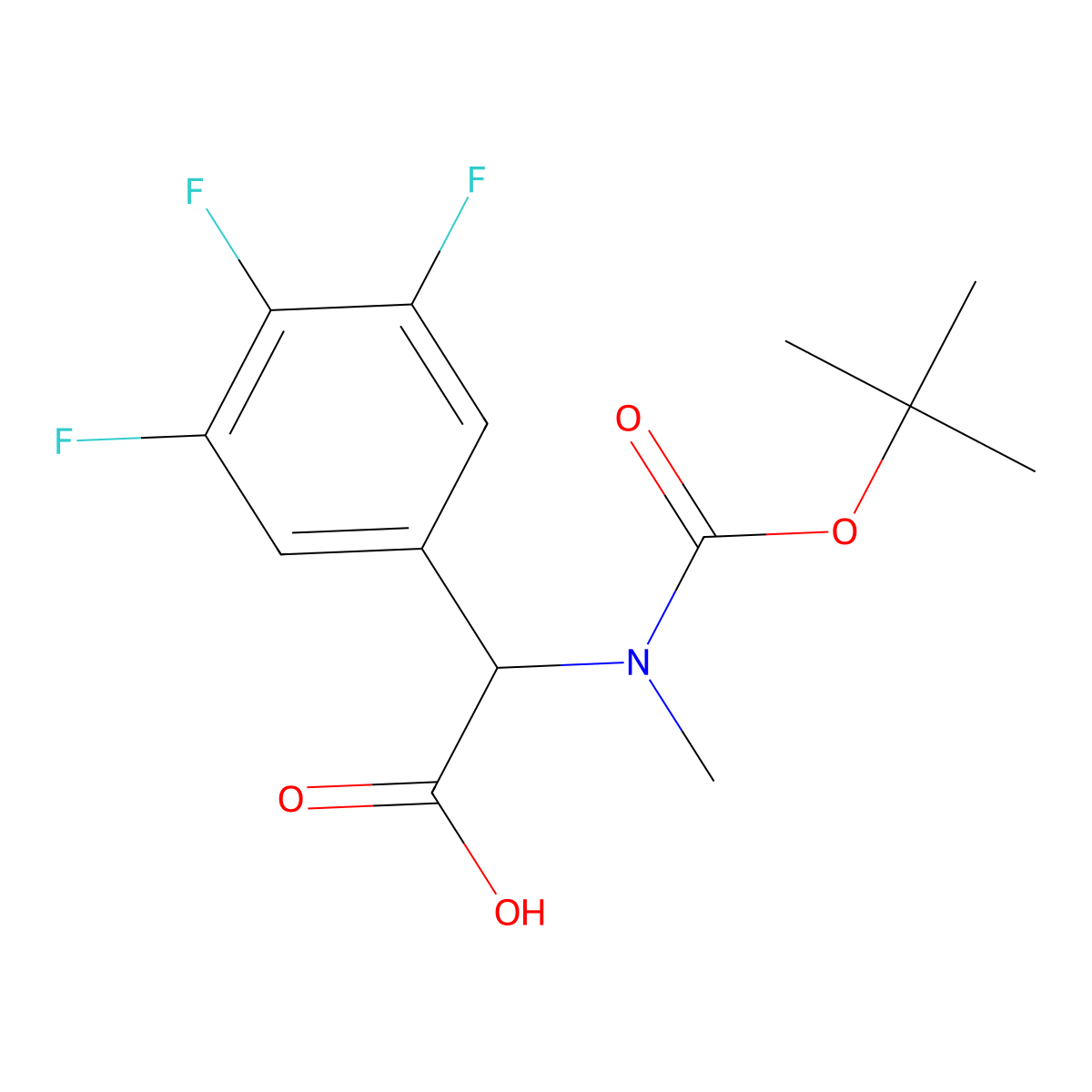 2-{[(Tert-butoxy)carbonyl](methyl)amino}-2-(3,4,5-trifluorophenyl)acetic acid molecular structure, CAS 1696227-71-0