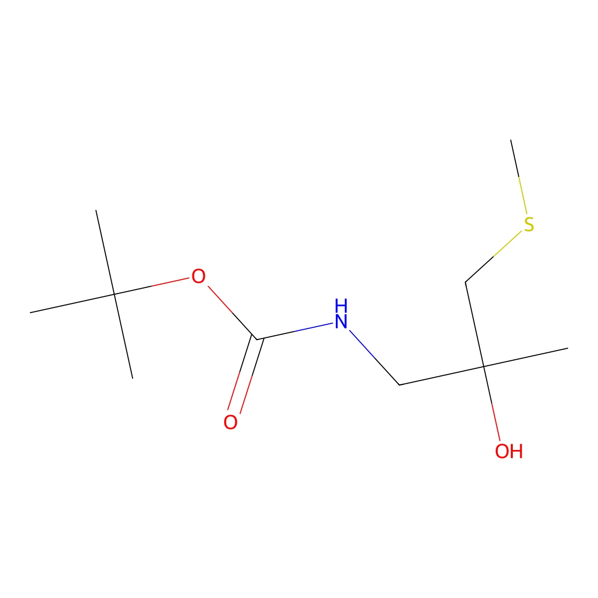 tert-butyl N-[2-hydroxy-2-methyl-3-(methylsulfanyl)propyl]carbamate molecular structure, CAS 1696230-72-4