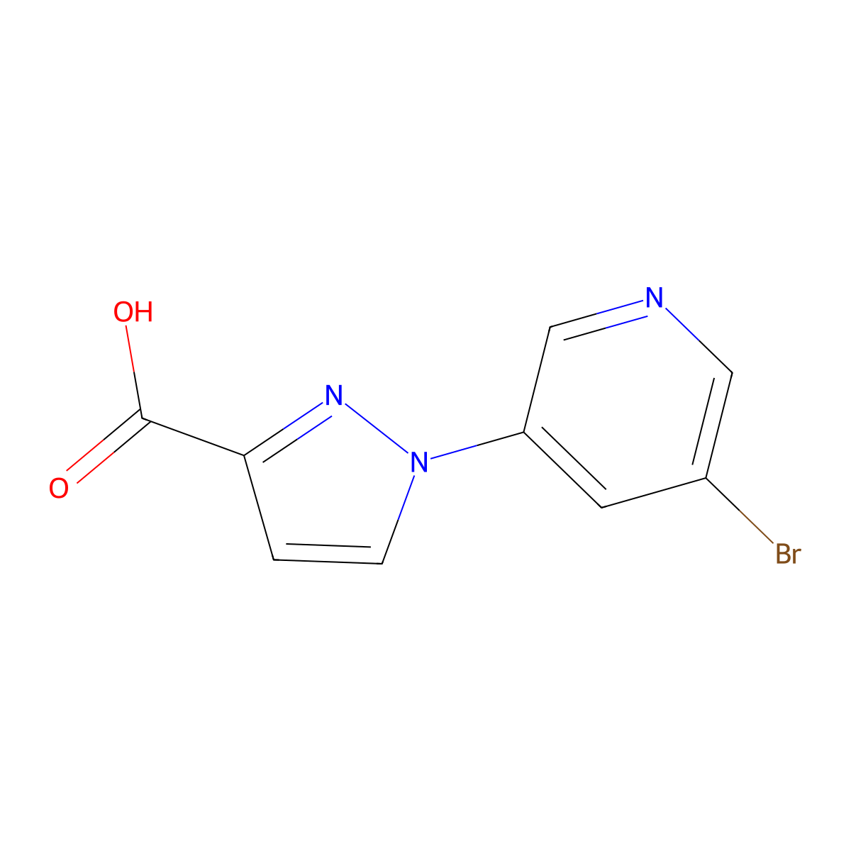 1-(5-bromopyridin-3-yl)-1H-pyrazole-3-carboxylic acid molecular structure, CAS 1696238-76-2