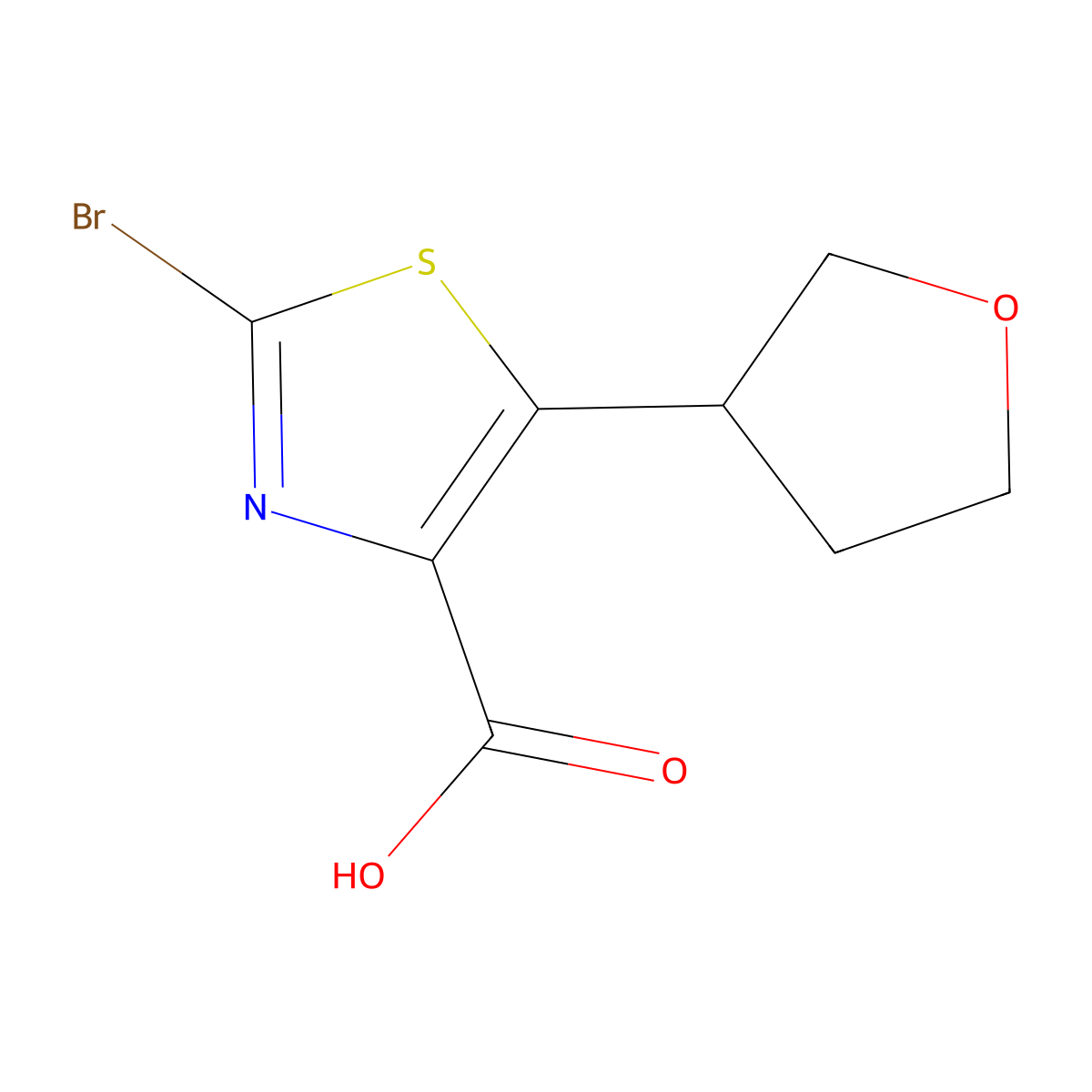 2-Bromo-5-(oxolan-3-yl)-1,3-thiazole-4-carboxylic acid molecular structure, CAS 1696245-68-7
