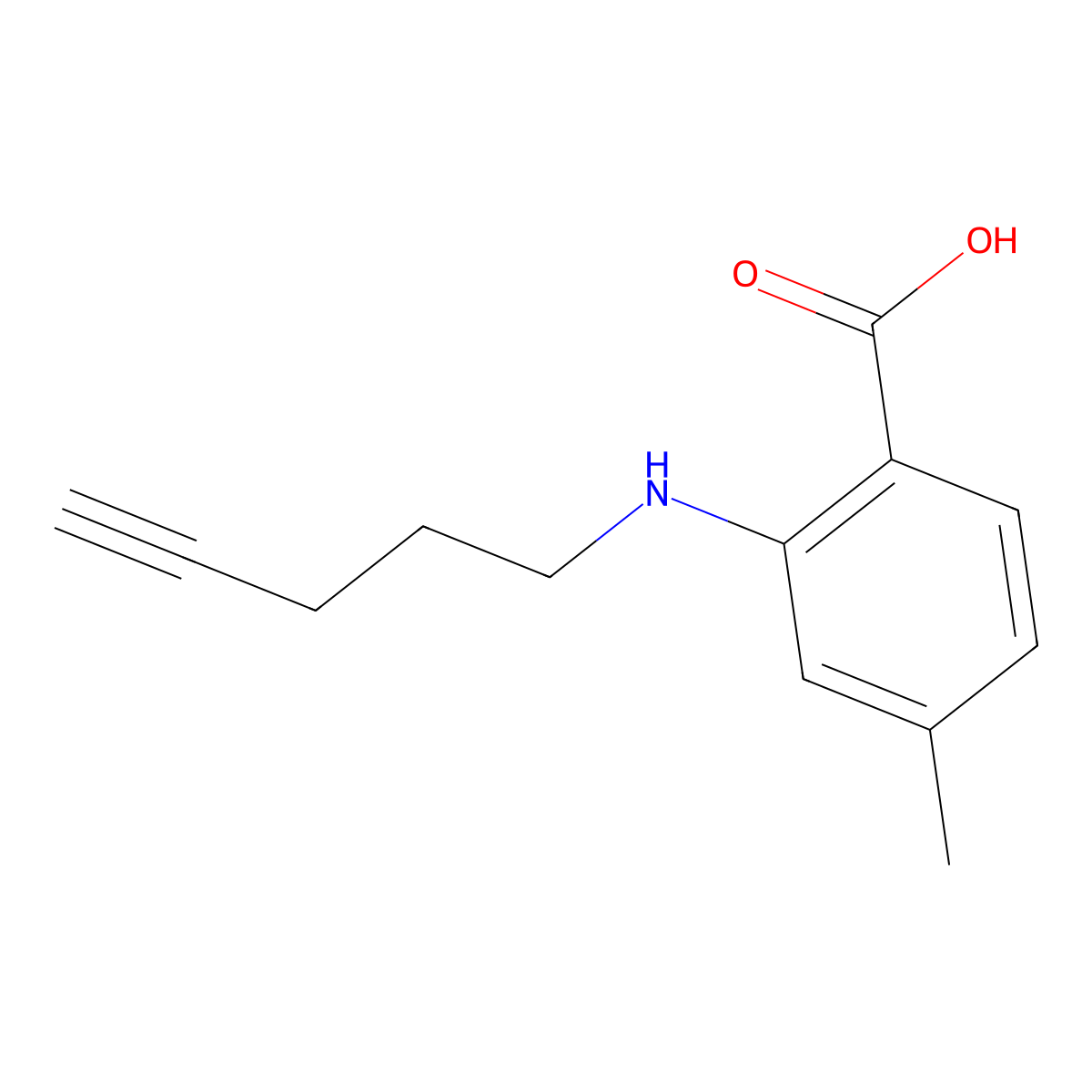4-Methyl-2-[(pent-4-yn-1-yl)amino]benzoic acid molecular structure, CAS 1696246-08-8
