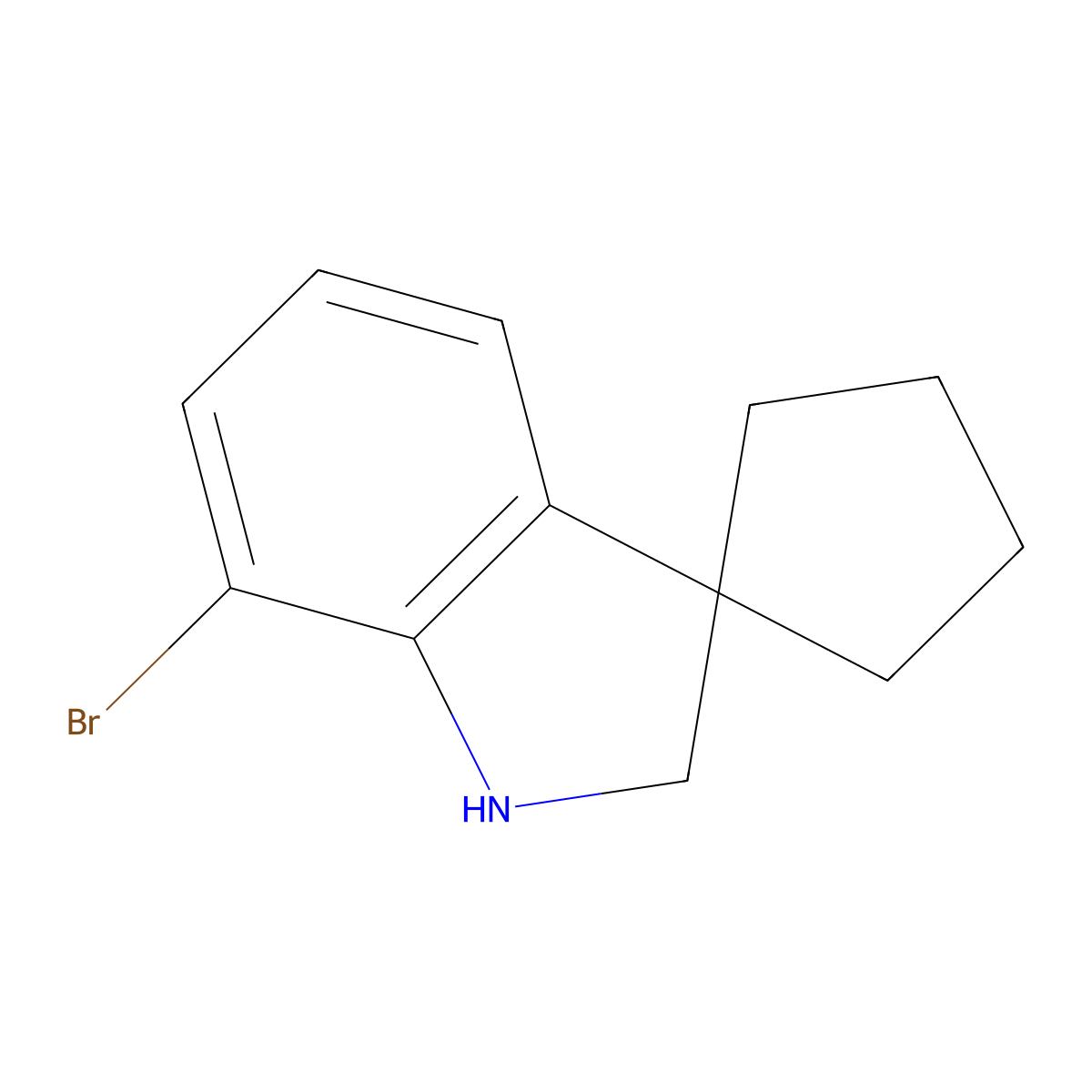 7'-Bromo-1',2'-dihydrospiro[cyclopentane-1,3'-indole] molecular structure, CAS 1696289-92-5