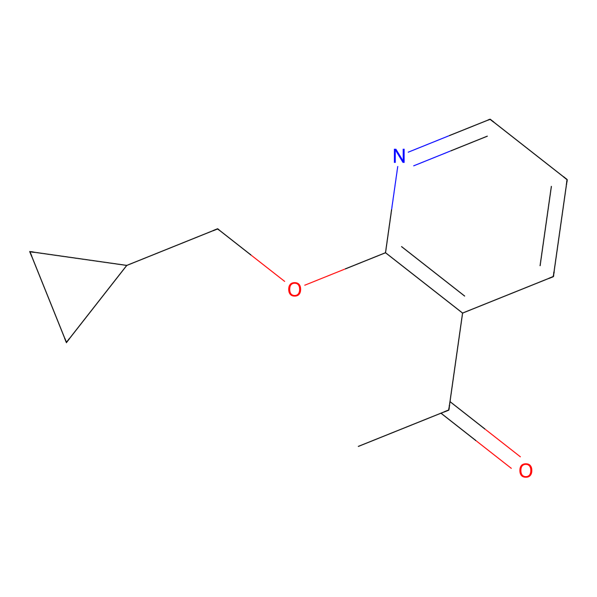 1-[2-(Cyclopropylmethoxy)-3-pyridinyl]ethanone molecular structure, CAS 1696290-02-4
