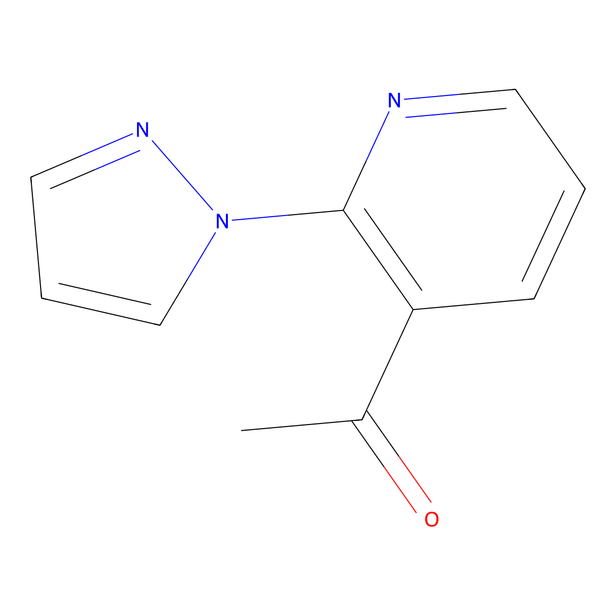 1-[2-(1H-Pyrazol-1-yl)pyridin-3-yl]ethan-1-one molecular structure, CAS 1696326-72-3