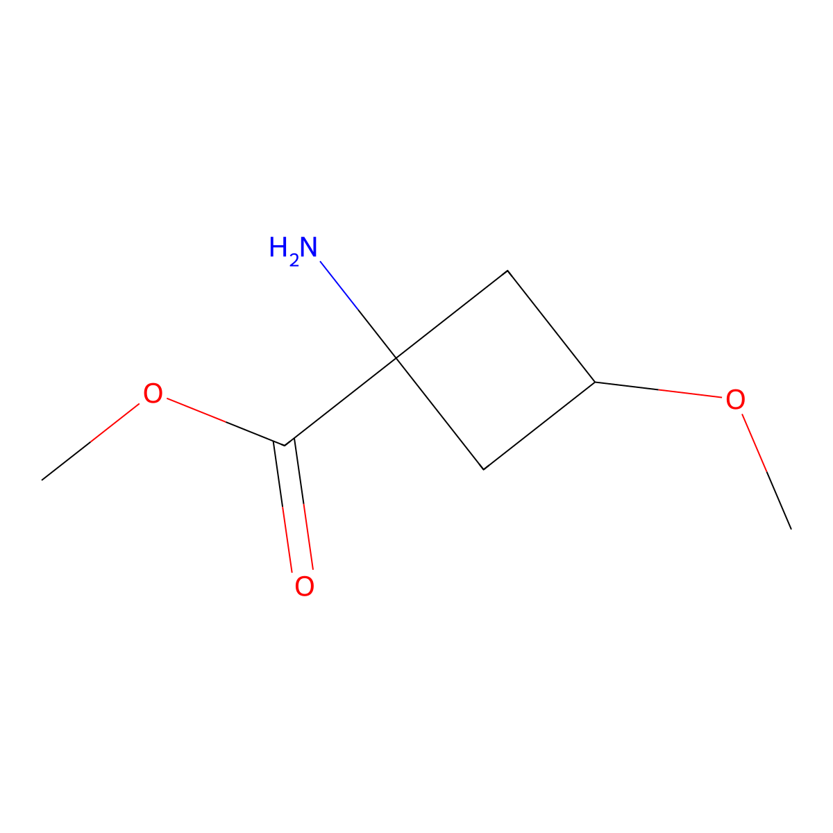 Methyl 1-amino-3-methoxycyclobutane-1-carboxylate molecular structure, CAS 1696328-08-1
