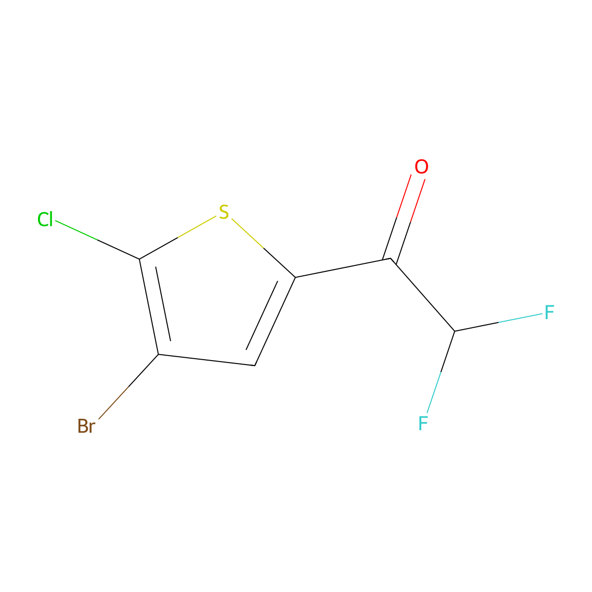 1-(4-Bromo-5-chlorothiophen-2-yl)-2,2-difluoroethan-1-one molecular structure, CAS 1696355-76-6