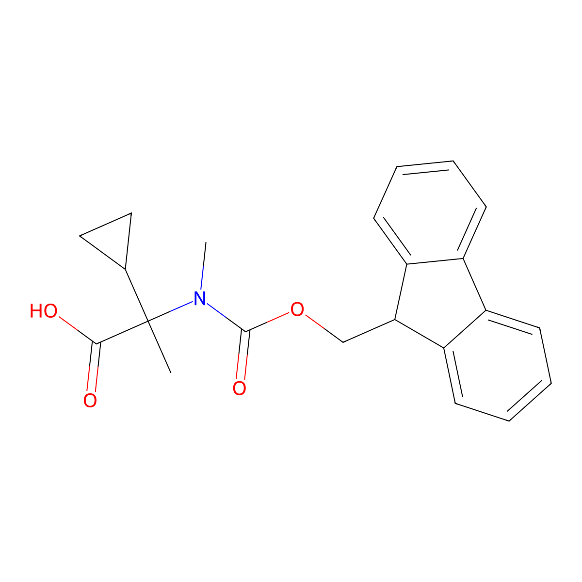 2-cyclopropyl-2-({[(9H-fluoren-9-yl)methoxy]carbonyl}(methyl)amino)propanoic acid molecular structure, CAS 1696362-37-4