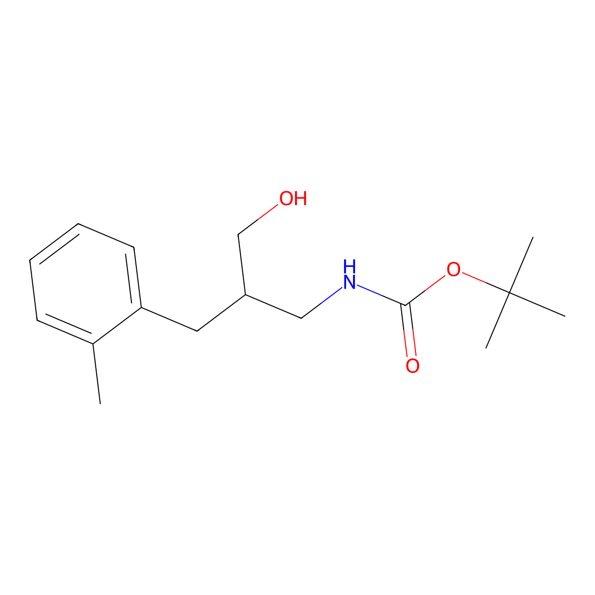 tert-butyl N-{3-hydroxy-2-[(2-methylphenyl)methyl]propyl}carbamate molecular structure, CAS 1696368-40-7