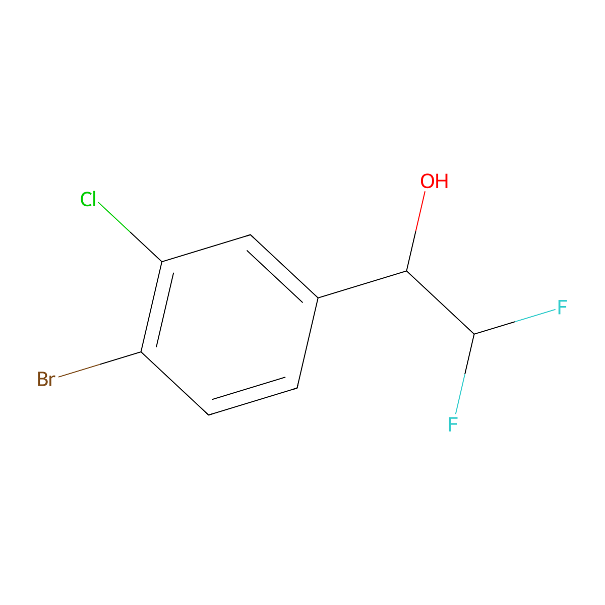 1-(4-Bromo-3-chlorophenyl)-2,2-difluoroethan-1-ol molecular structure, CAS 1696368-88-3