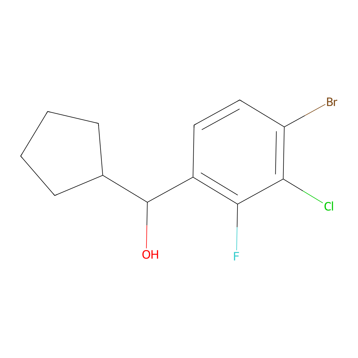 4-Bromo-3-chloro-alpha-cyclopentyl-2-fluorobenZenemethanol molecular structure, CAS 1696373-22-4