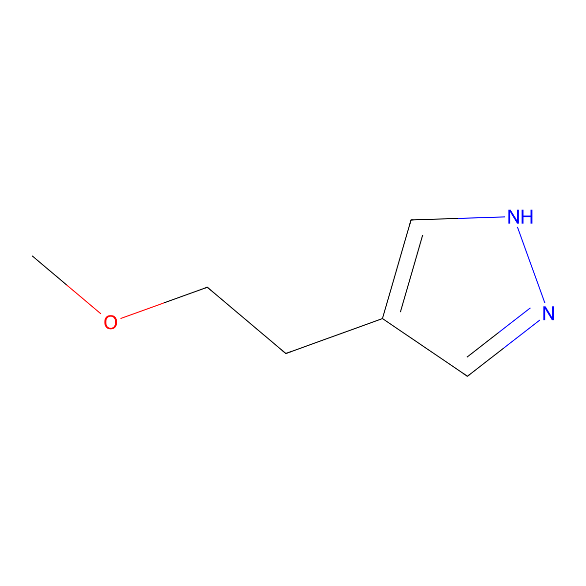 4-(2-methoxyethyl)-1H-pyrazole molecular structure, CAS 1696383-18-2