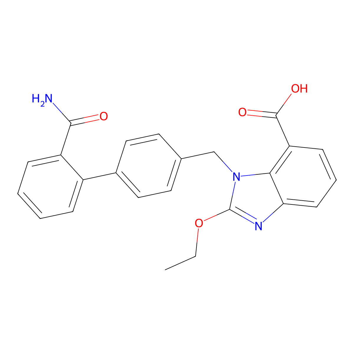 1-[(2'-Carbamoylbiphenyl-4-yl) methyl]-2-ethoxybenzimidazole-7-carboxylic acid molecular structure, CAS 1696392-11-6