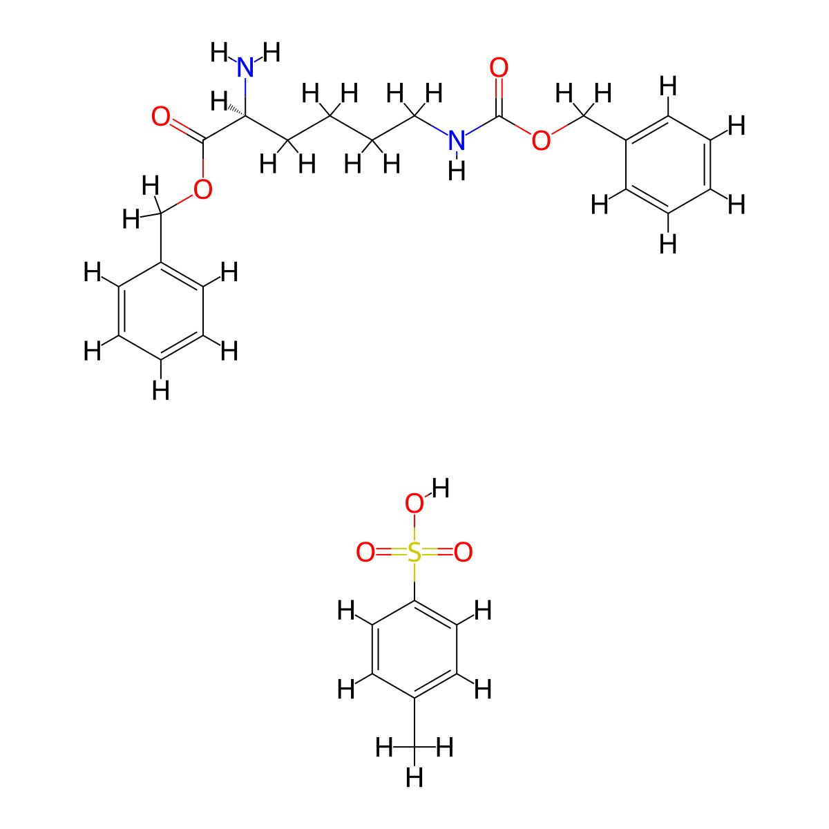 (S)-Benzyl 2-amino-6-(((benzyloxy)carbonyl)amino)hexanoate 4-methylbenzenesulfonate molecular structure, CAS 16964-83-3