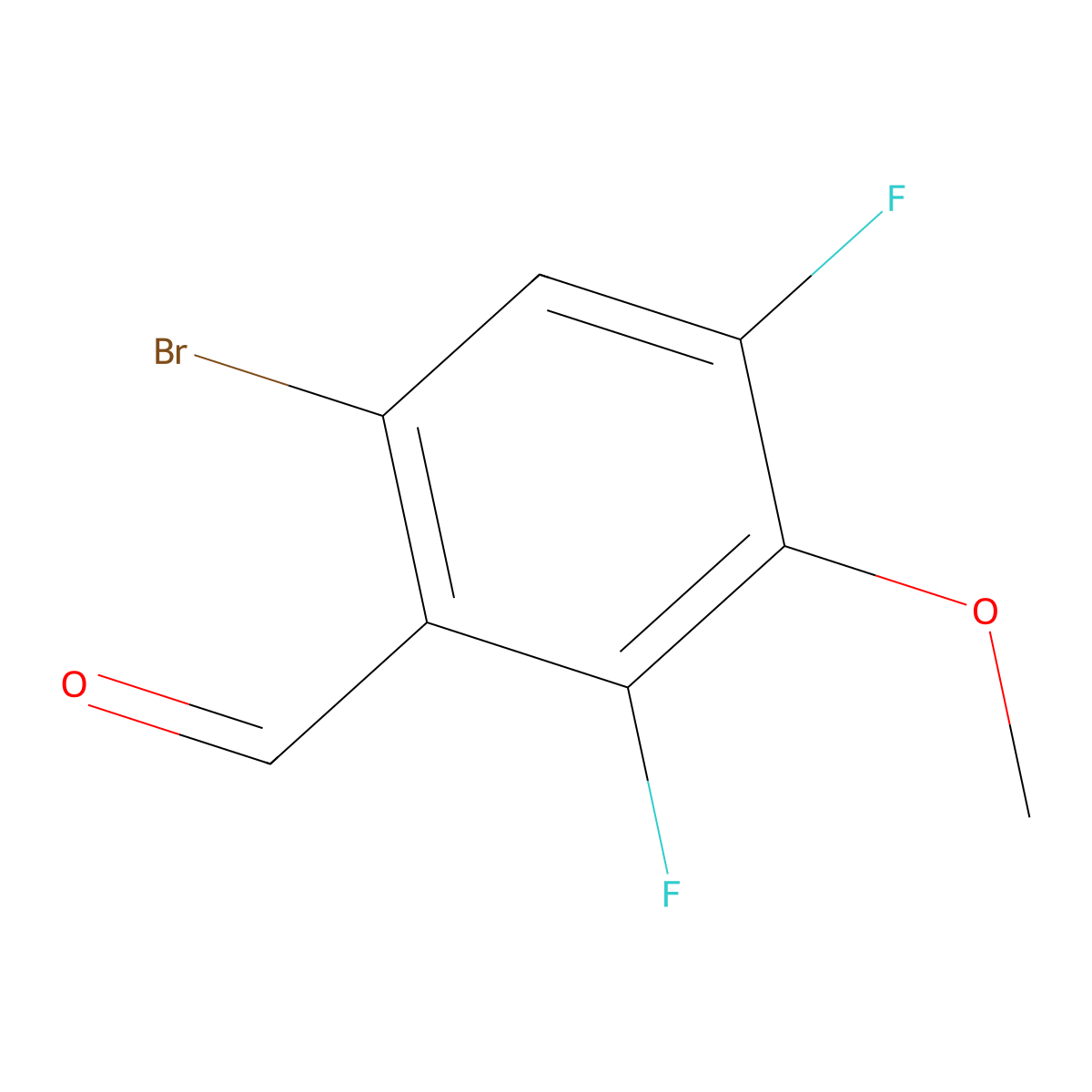 6-Bromo-2,4-difluoro-3-methoxybenzaldehyde molecular structure, CAS 1696429-25-0