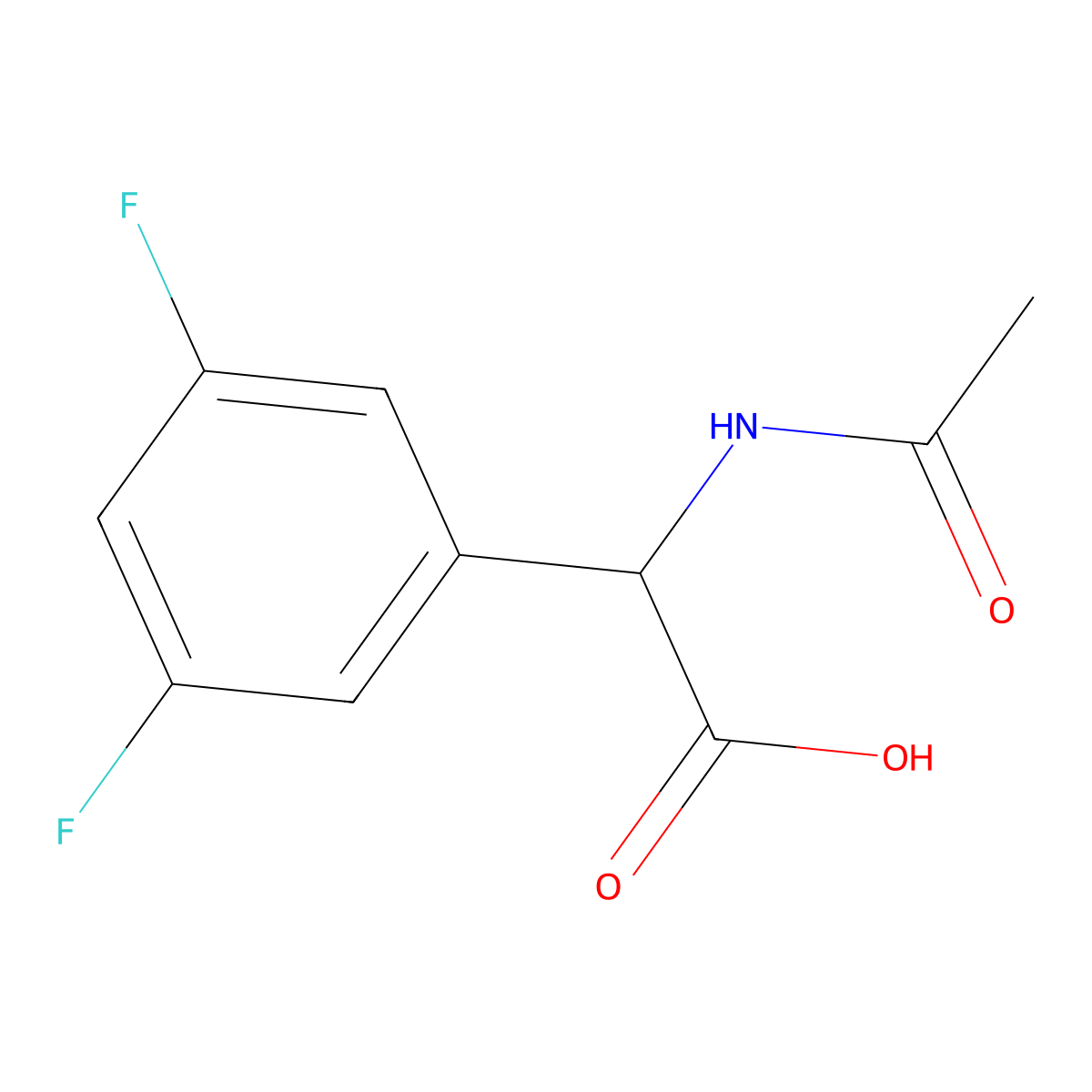 2-(3,5-Difluorophenyl)-2-acetamidoacetic acid molecular structure, CAS 1696474-99-3