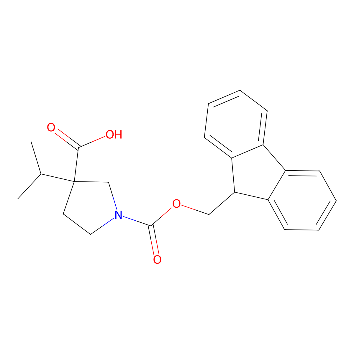 1-{[(9H-fluoren-9-yl)methoxy]carbonyl}-3-(propan-2-yl)pyrrolidine-3-carboxylic acid molecular structure, CAS 1696503-04-4
