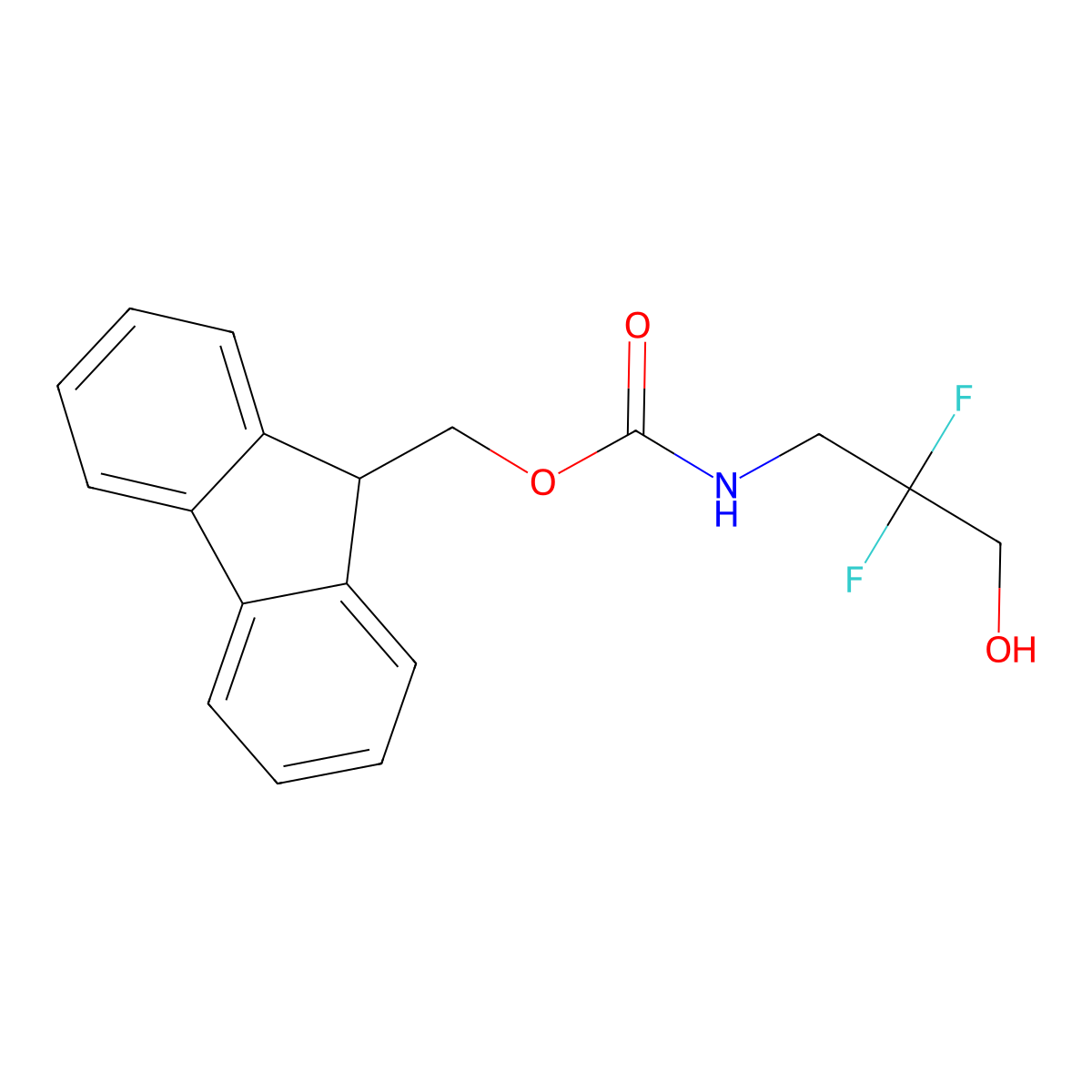 (9H-fluoren-9-yl)methyl N-(2,2-difluoro-3-hydroxypropyl)carbamate molecular structure, CAS 1696520-60-1