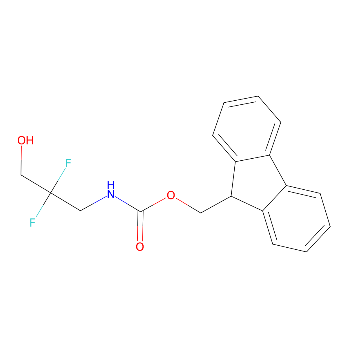 (9H-fluoren-9-yl)methyl N-(2,2-difluoro-3-hydroxypropyl)carbamate molecular structure, CAS 1696520-60-1