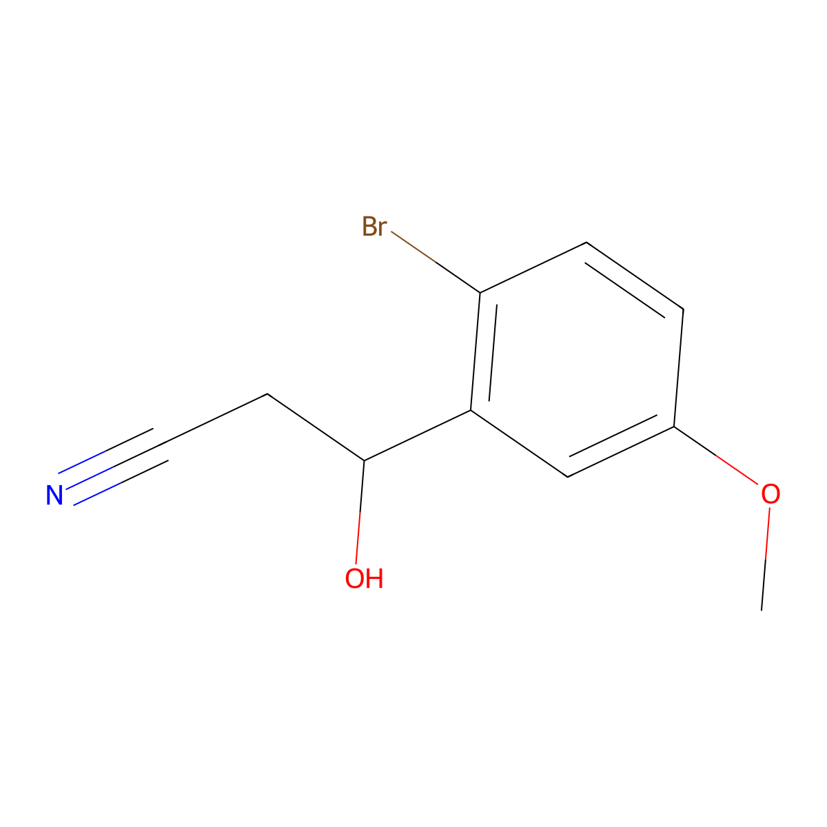 3-(2-Bromo-5-methoxyphenyl)-3-hydroxypropanenitrile molecular structure, CAS 1696546-97-0