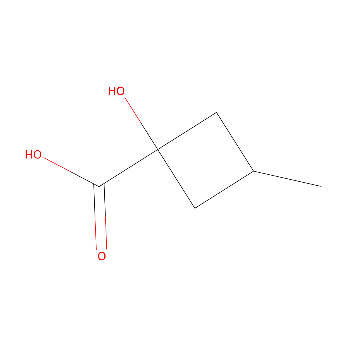 1-Hydroxy-3-methylcyclobutane-1-carboxylic acid molecular structure, CAS 1696556-21-4