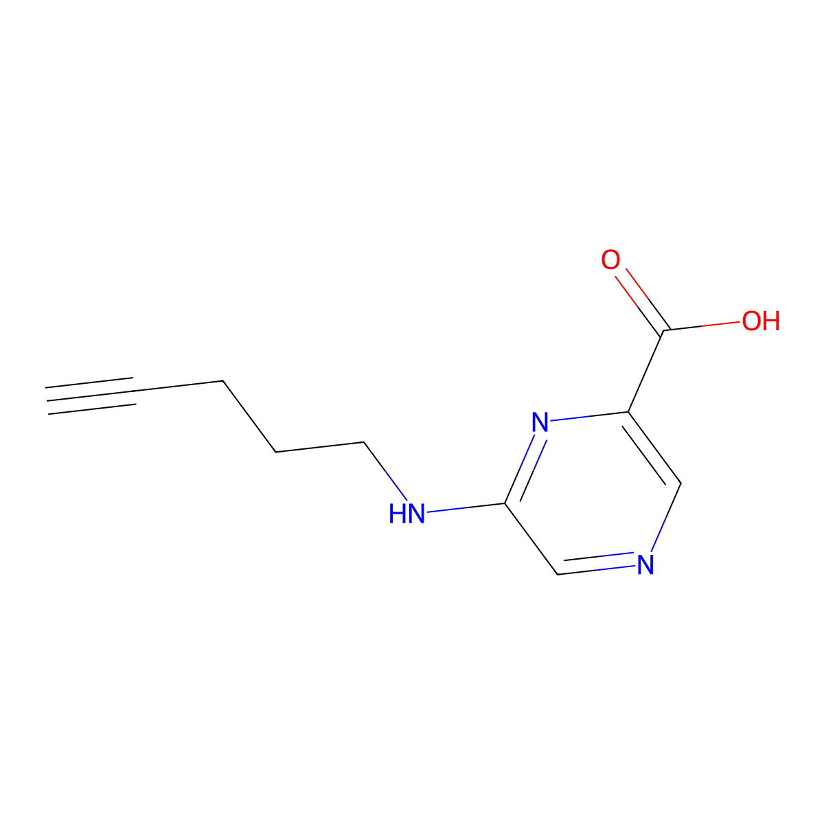 6-[(Pent-4-yn-1-yl)amino]pyrazine-2-carboxylic acid molecular structure, CAS 1696566-99-0