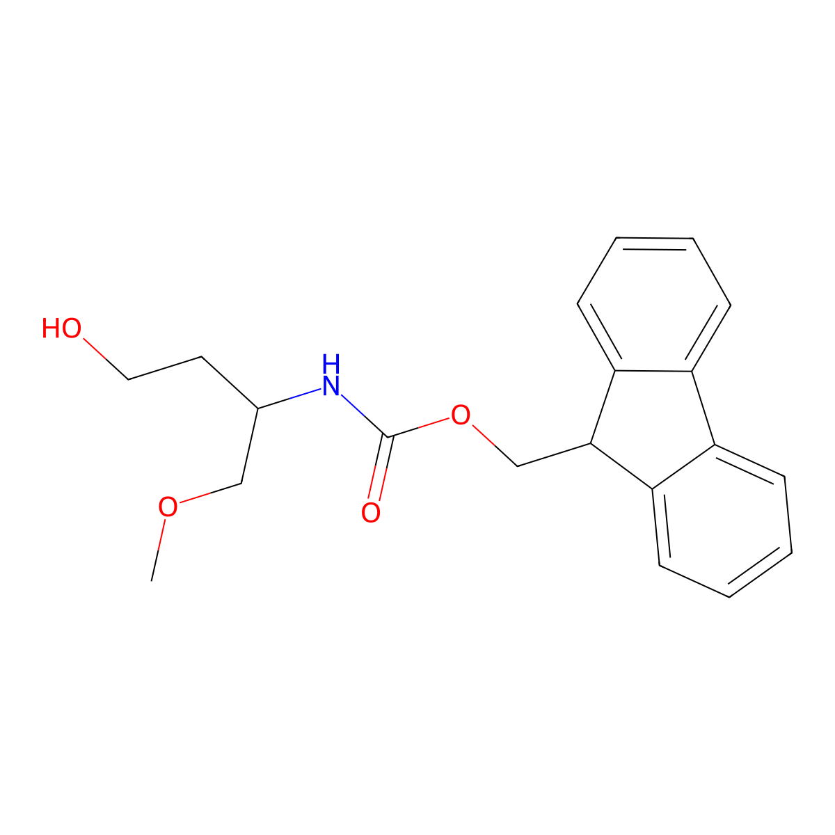 (9H-fluoren-9-yl)methyl N-(4-hydroxy-1-methoxybutan-2-yl)carbamate molecular structure, CAS 1696575-77-5