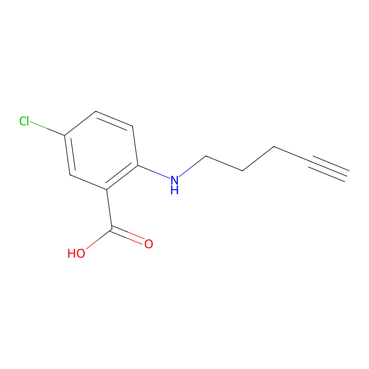 5-Chloro-2-[(pent-4-yn-1-yl)amino]benzoic acid molecular structure, CAS 1696609-76-3