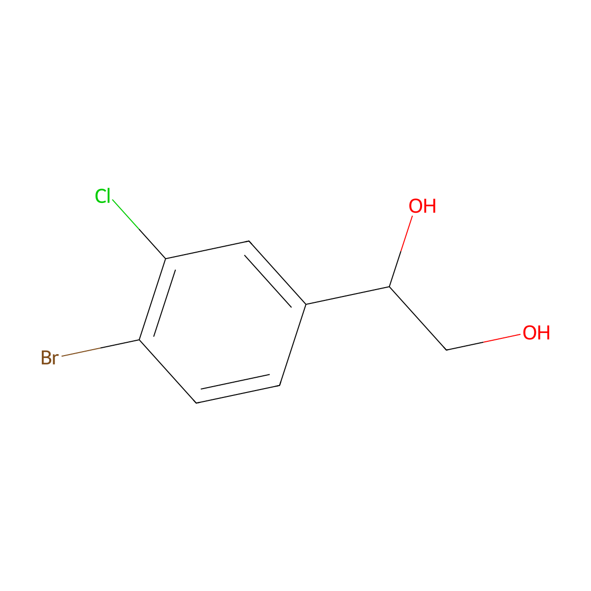 1-(4-Bromo-3-chlorophenyl)ethane-1,2-diol molecular structure, CAS 1696633-24-5