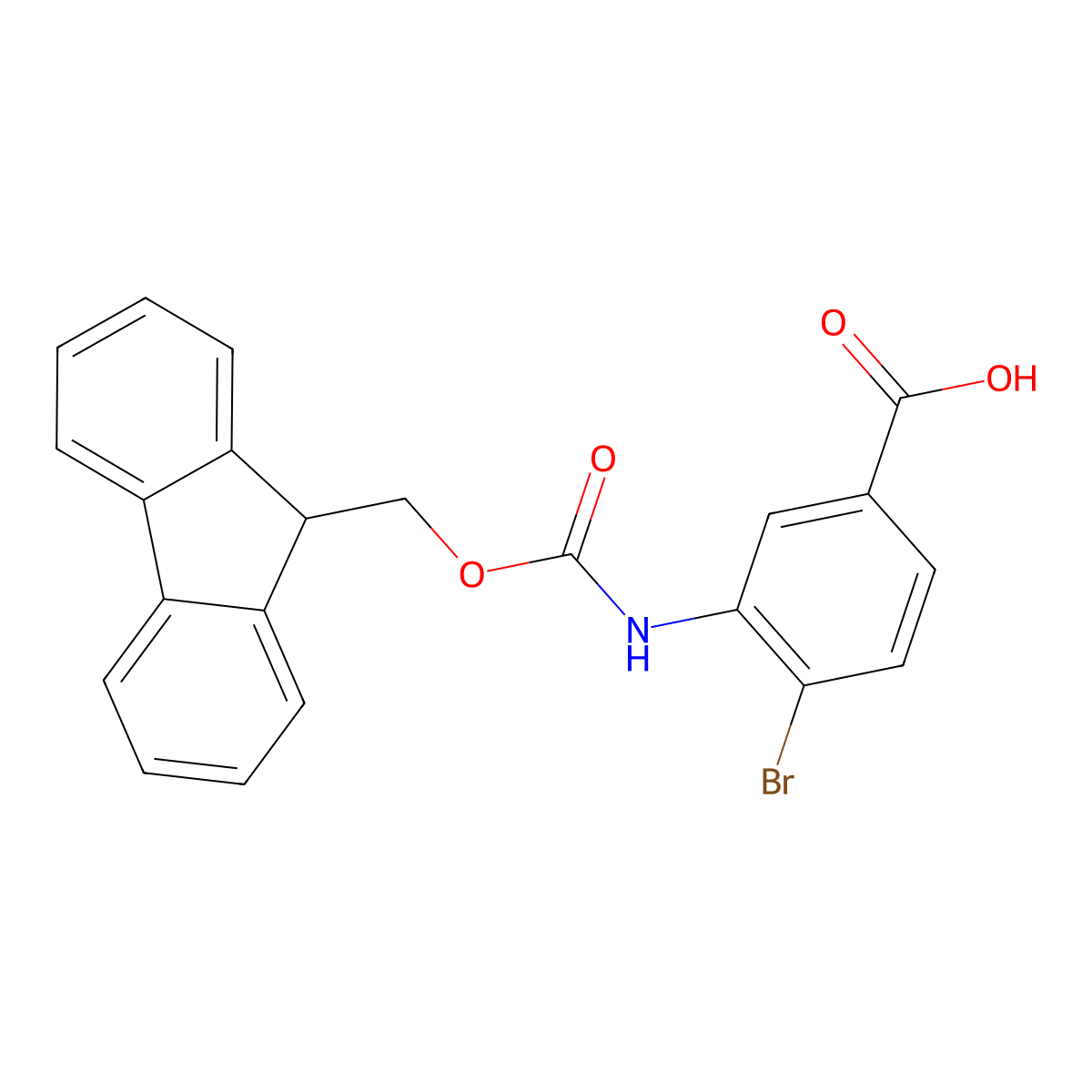 4-Bromo-3-({[(9H-fluoren-9-yl)methoxy]carbonyl}amino)benzoic acid molecular structure, CAS 1696643-67-0