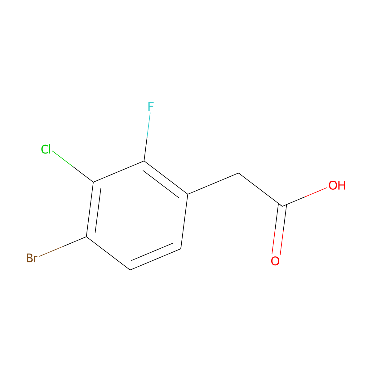 2-(4-Bromo-3-chloro-2-fluorophenyl)acetic acid molecular structure, CAS 1696671-96-1
