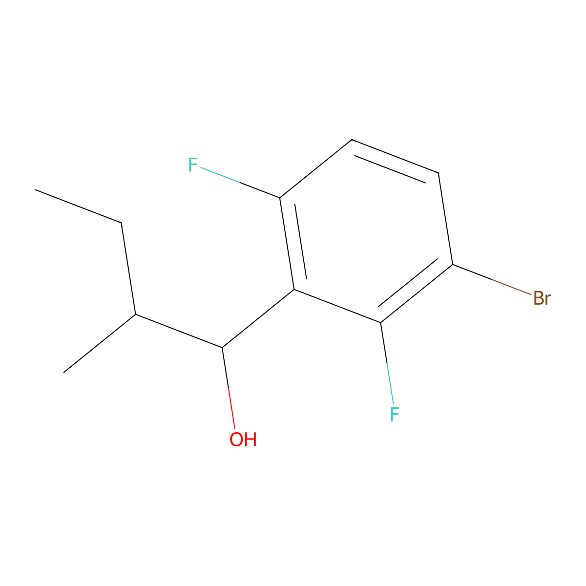 1-(3-Bromo-2,6-difluorophenyl)-2-methylbutan-1-ol molecular structure, CAS 1696677-06-1