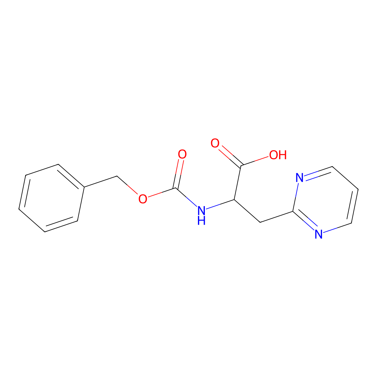 2-{[(Benzyloxy)carbonyl]amino}-3-(pyrimidin-2-yl)propanoic acid molecular structure, CAS 1696687-54-3