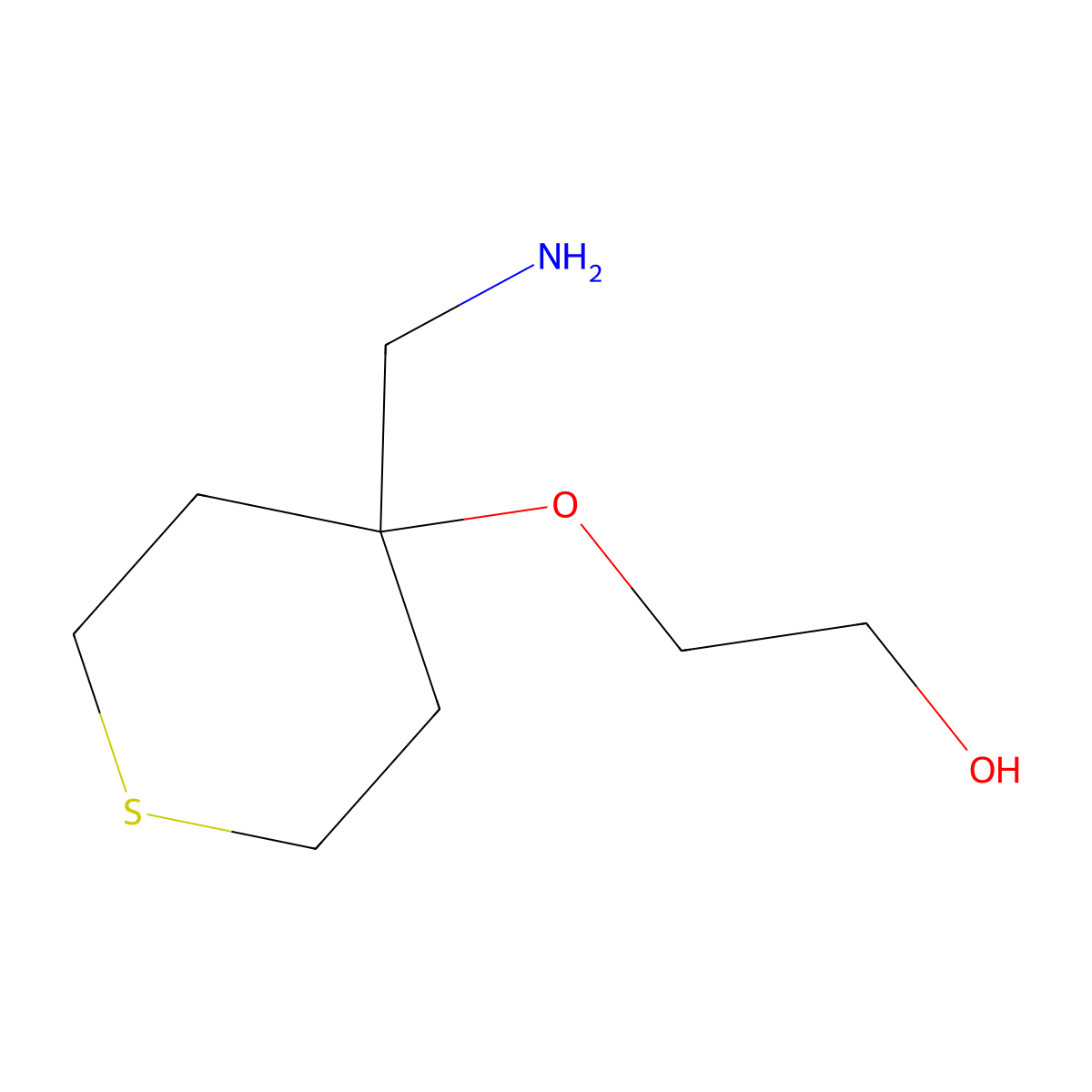 2-{[4-(Aminomethyl)thian-4-yl]oxy}ethan-1-ol molecular structure, CAS 1696695-42-7