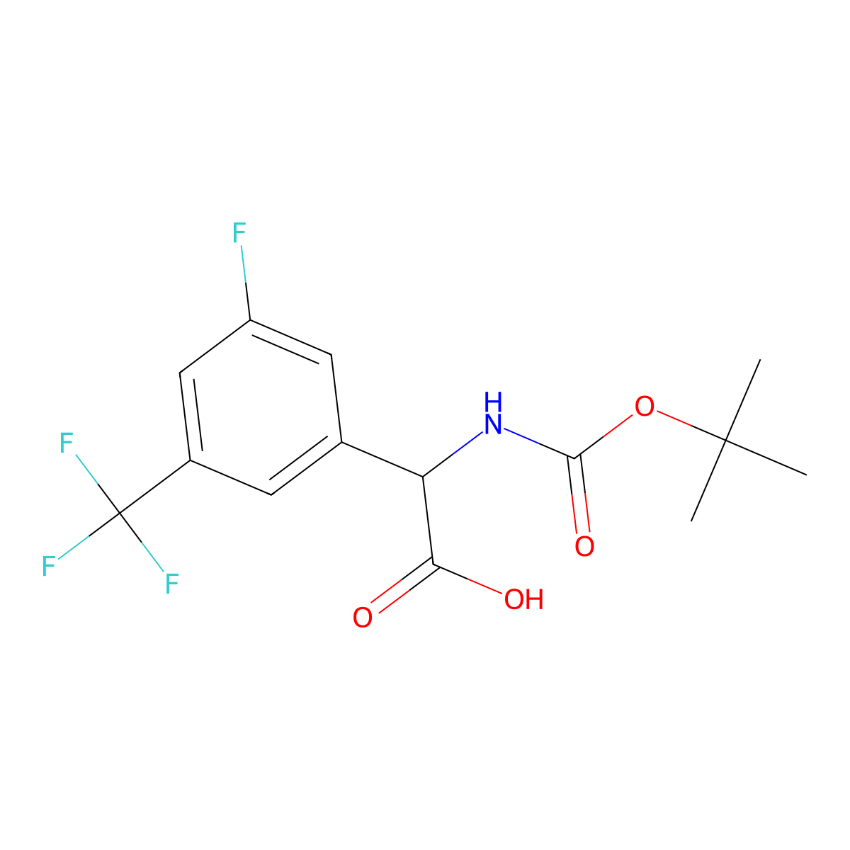 2-{[(Tert-butoxy)carbonyl]amino}-2-[3-fluoro-5-(trifluoromethyl)phenyl]acetic acid molecular structure, CAS 1696700-03-4