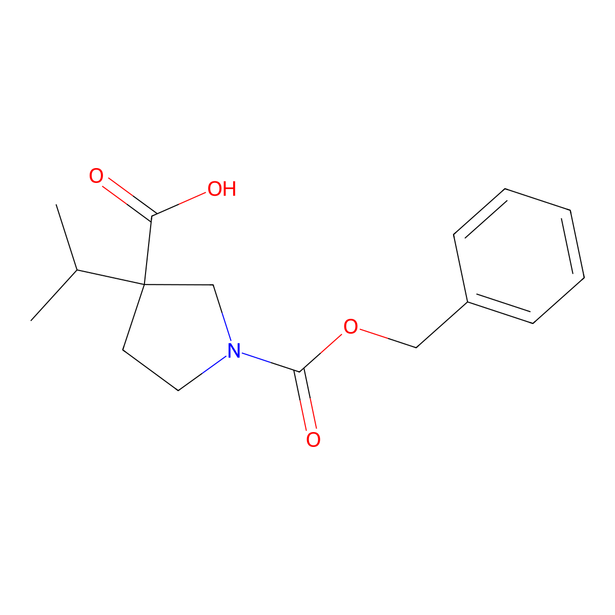 1-[(Benzyloxy)carbonyl]-3-(propan-2-yl)pyrrolidine-3-carboxylic acid molecular structure, CAS 1696713-87-7