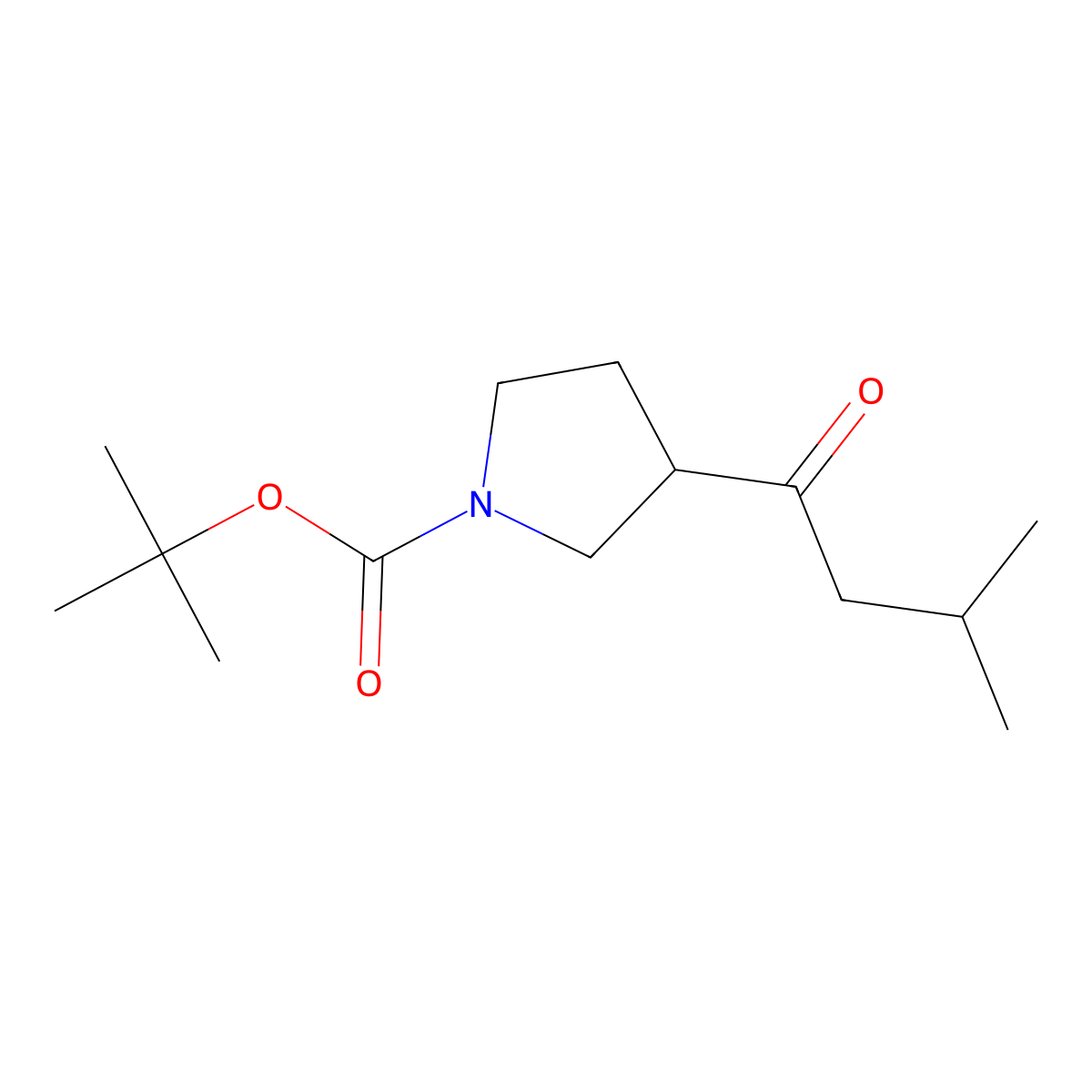 Tert-butyl 3-(3-methylbutanoyl)pyrrolidine-1-carboxylate molecular structure, CAS 1696716-13-8