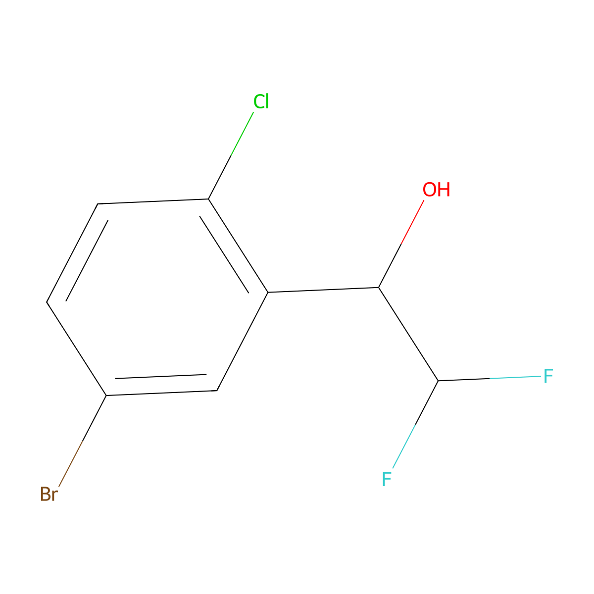1-(5-Bromo-2-chlorophenyl)-2,2-difluoroethan-1-ol molecular structure, CAS 1696732-20-3
