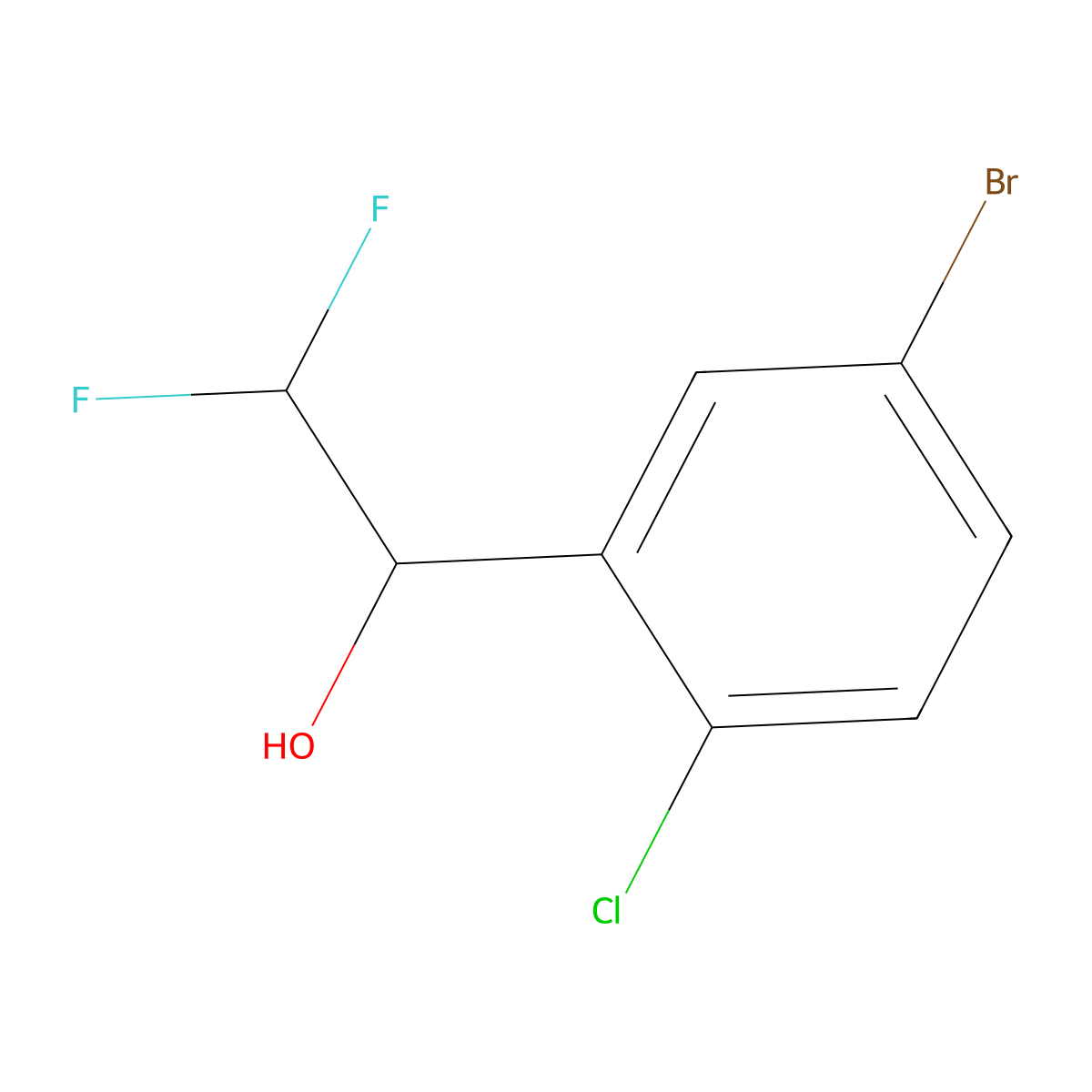 1-(5-Bromo-2-chlorophenyl)-2,2-difluoroethan-1-ol molecular structure, CAS 1696732-20-3