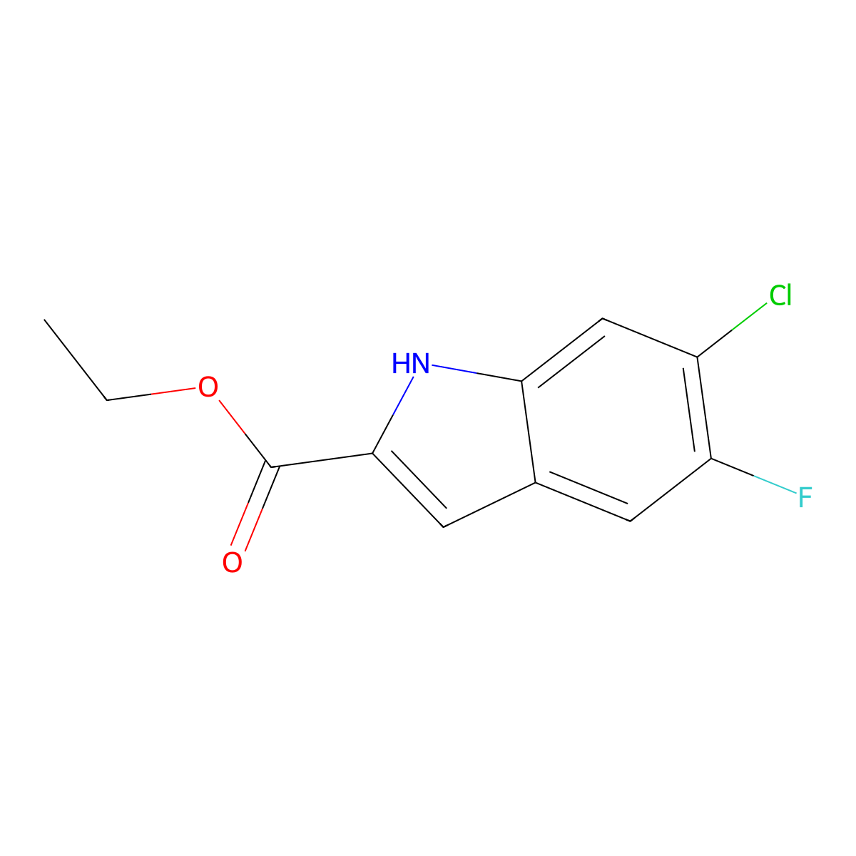 ethyl 6-chloro-5-fluoro-1H-indole-2-carboxylate molecular structure, CAS 169674-00-4