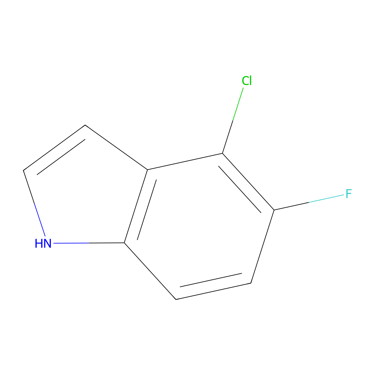 4-chloro-5-fluoro-1H-indole molecular structure, CAS 169674-02-6